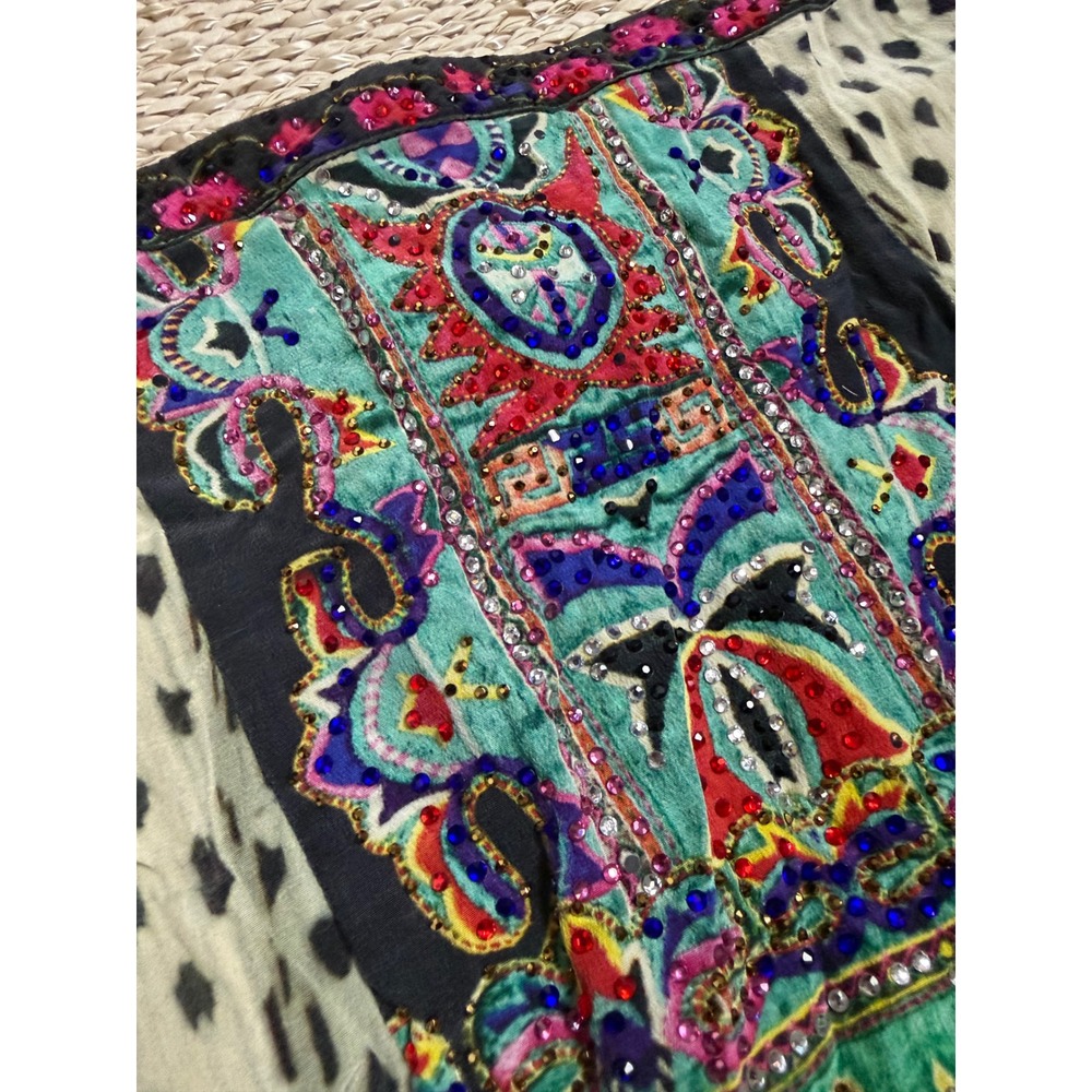 Camilla Silk Embellished Patchwork Maxi Skirt XS Bohemian boho indie ren faire - Picture 11 of 11